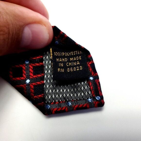 Alexander Julian Colours Red Pewter Geometric Polyester Tie - Picture 4 of 6